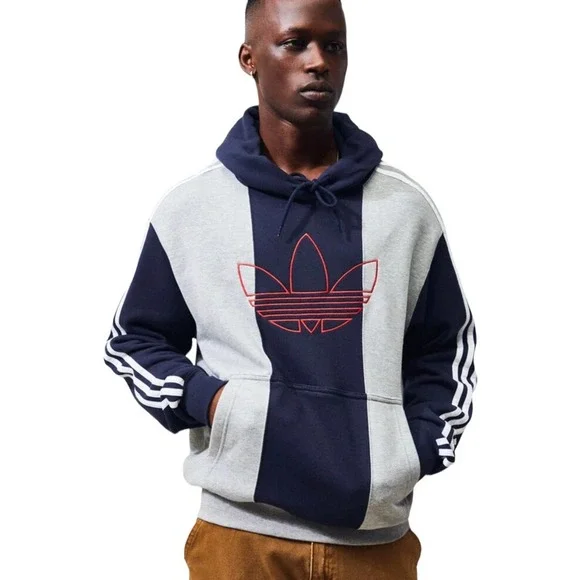 Adidas trefoil navy hoodie hotsell